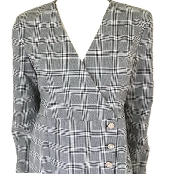 🖤 Zara Gray Plaid Mini Dress Blazer Style | Size XL | runs small - Picture 6 of 11